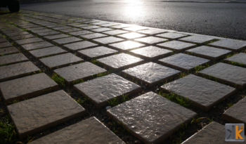 Pavés 20×20 écarteur de 30mm aspect pierre flammée complet