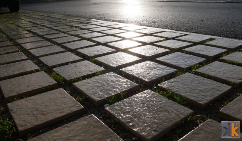 Pavés 20×20 écarteur de 30mm aspect pierre flammée complet